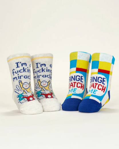 Binge Watch Me & Miracle Baby Socks Set Of Two