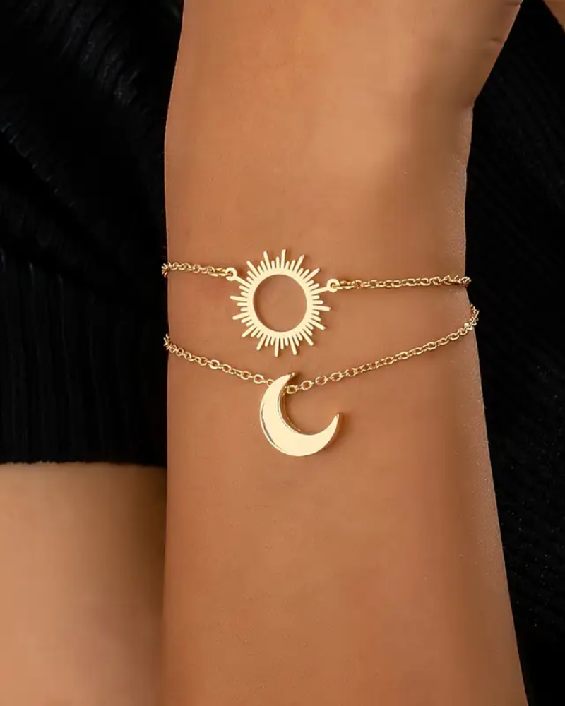 Gold Sun And Moon Bracelets