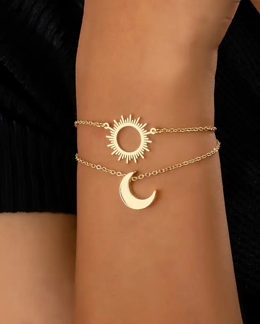 Gold Sun And Moon Bracelets