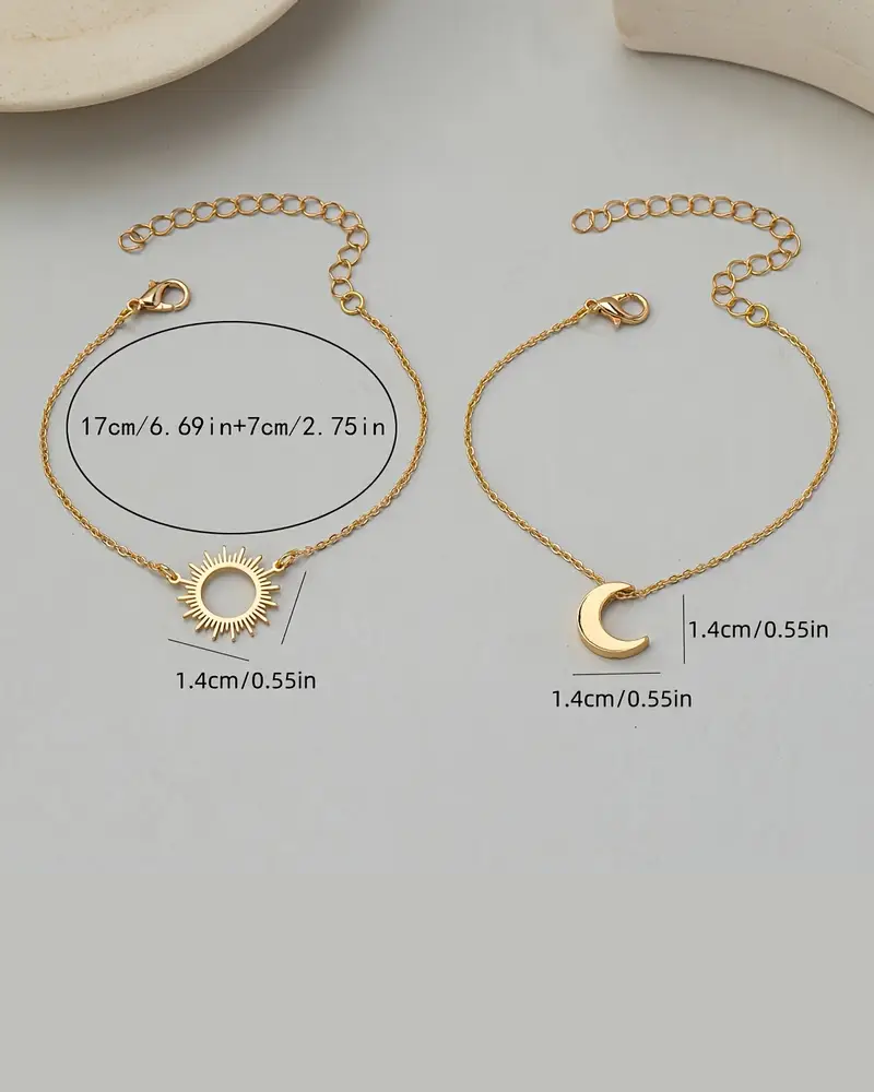 Gold Sun And Moon Bracelets