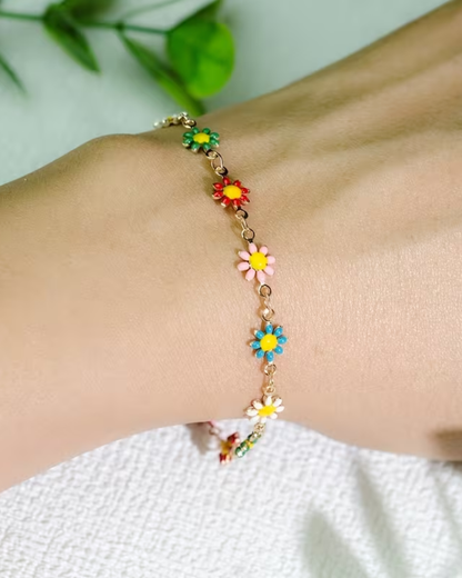 Rainbow Daisy Chain Bracelet