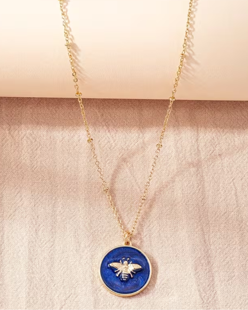 Queen Bee Enamel Charm Pendant Necklace