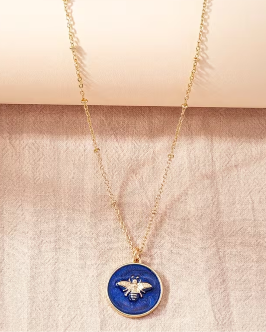 Queen Bee Enamel Charm Pendant Necklace