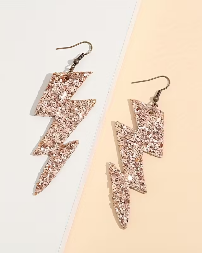 Bowie Glitter Lightning Bolt Sequinned Earrings