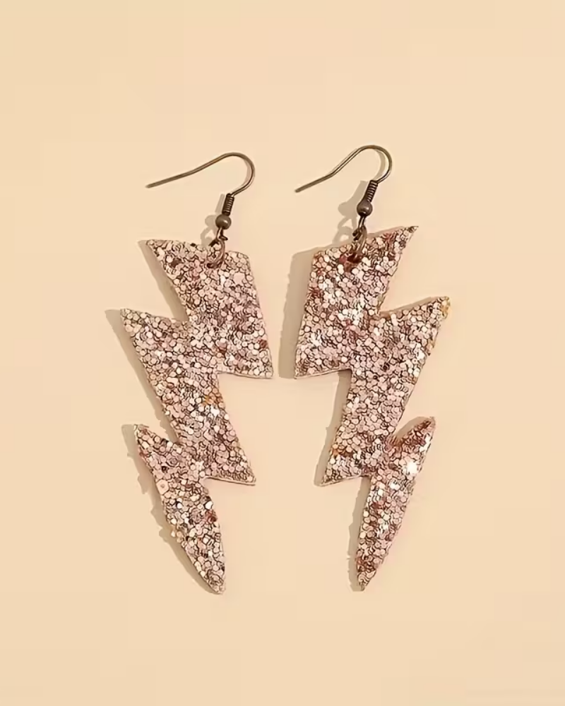 Bowie Glitter Lightning Bolt Sequinned Earrings
