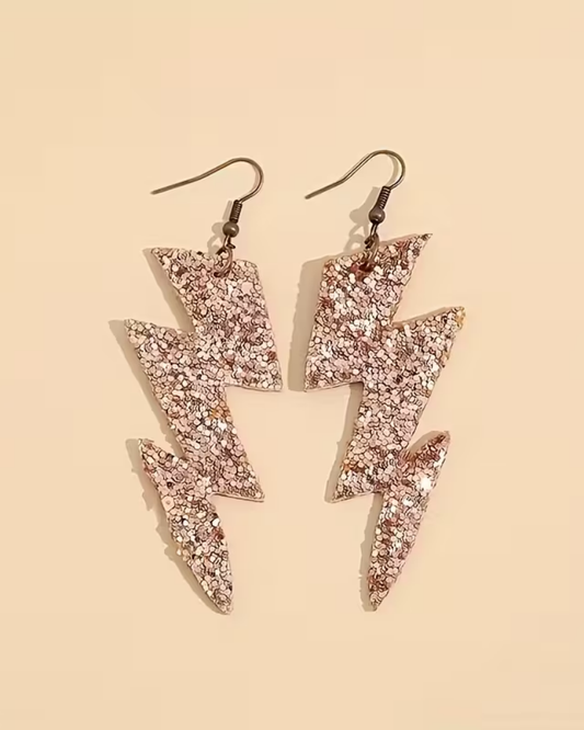Bowie Glitter Lightning Bolt Sequinned Earrings