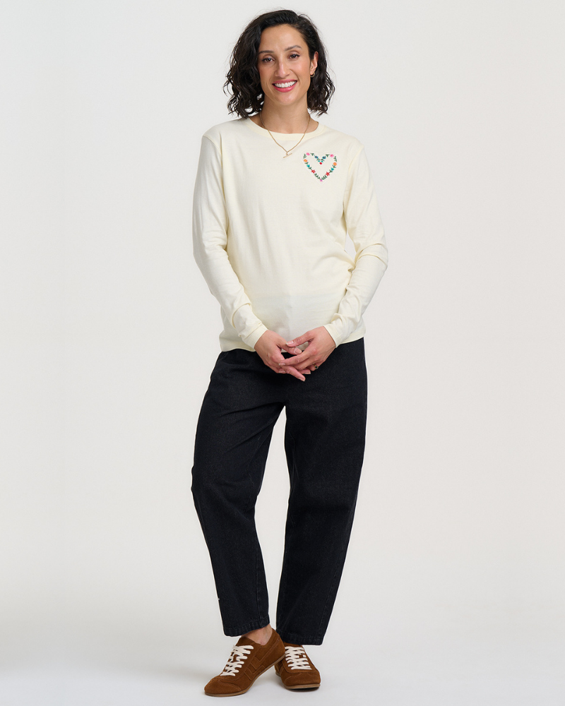 Heart Flower Brunswick Jersey Top