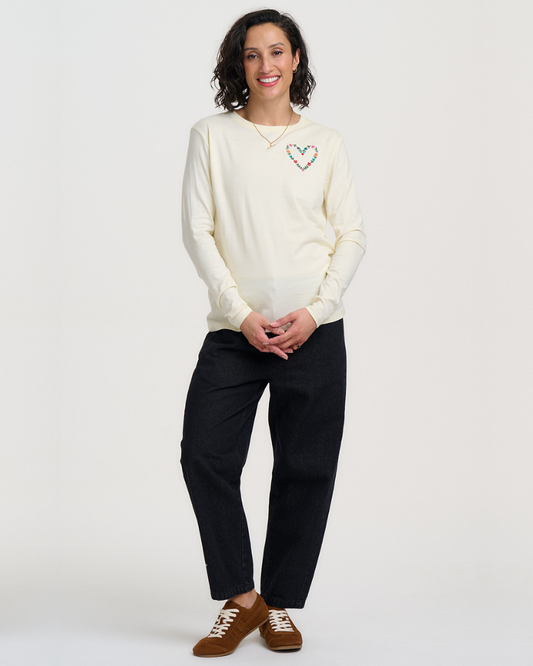 Heart Flower Brunswick Jersey Top