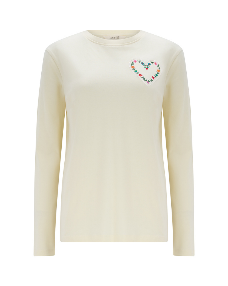 Heart Flower Brunswick Jersey Top