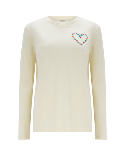 Heart Flower Brunswick Jersey Top