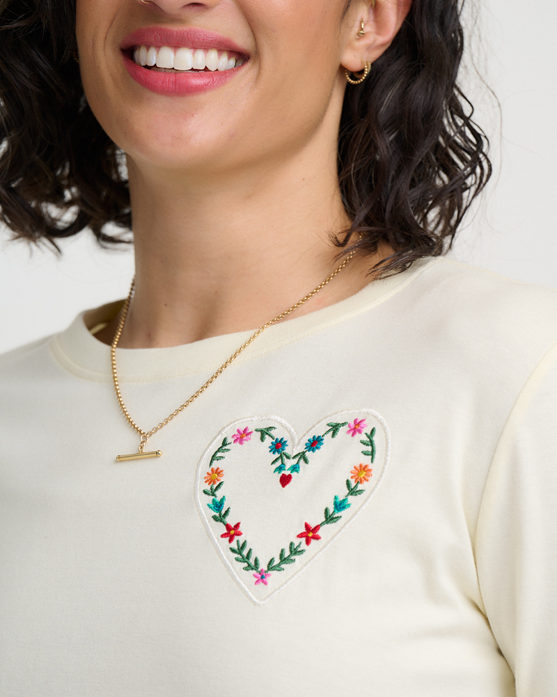 Heart Flower Brunswick Jersey Top