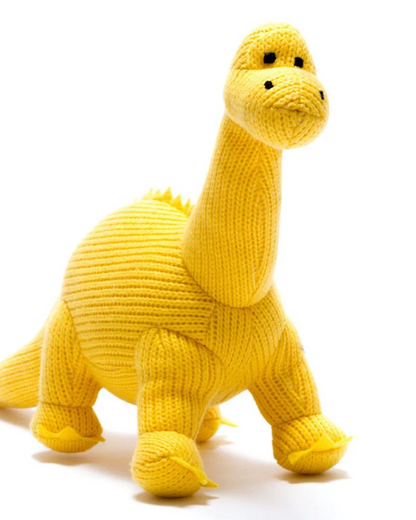 Yellow Diplodocus Dinosaur Knitted Toy