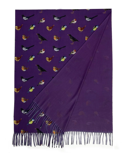 British Wildlife Birds Print Tassel Scarf