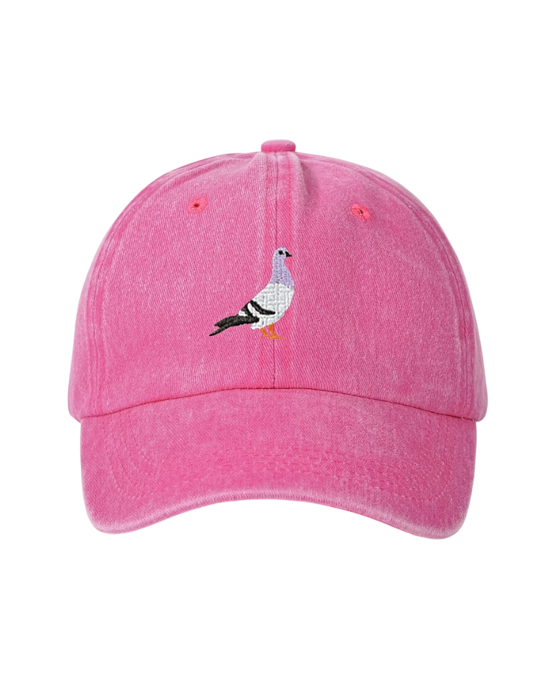Embroidered Pigeon Trucker Cap Rose Red