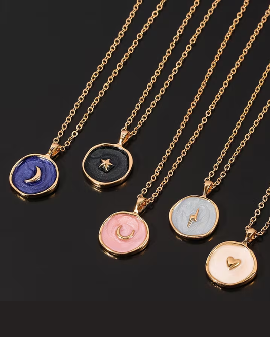 Celestial Round Enamel Necklaces Assorted