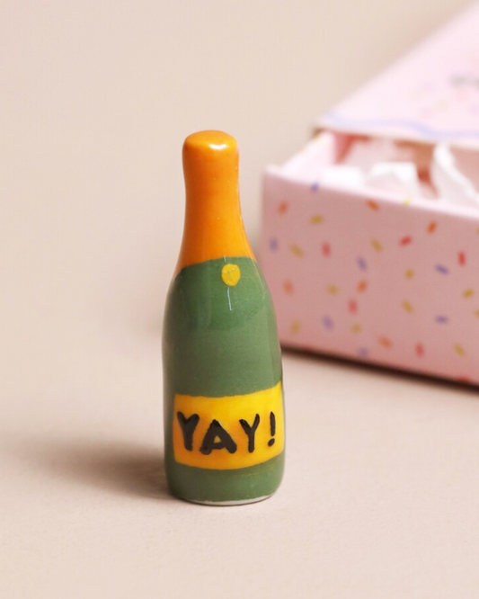 Hooray Champagne Ceramic Token In Matchbox
