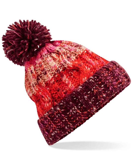 Cherry Sorbet Beechfield Corkscrew Pom Pom Beanie