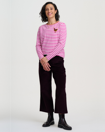 Chicken Flower Striped Brunswick Top
