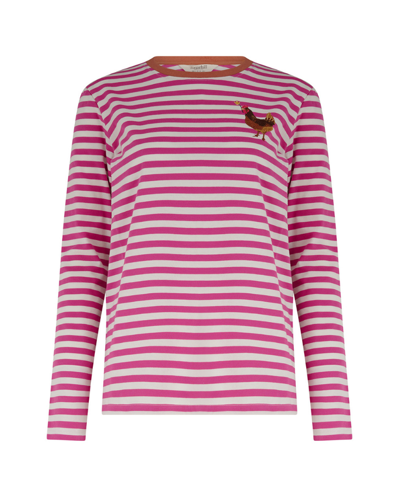 Chicken Flower Striped Brunswick Top