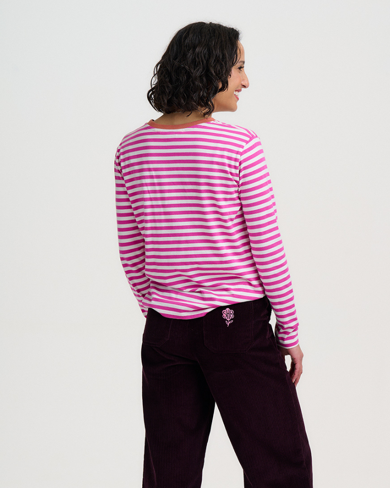 Chicken Flower Striped Brunswick Top