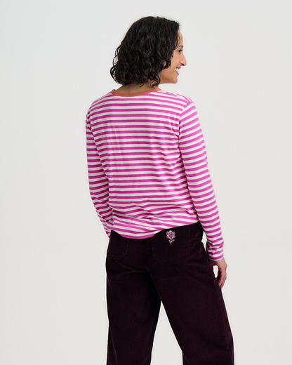 Chicken Flower Striped Brunswick Top