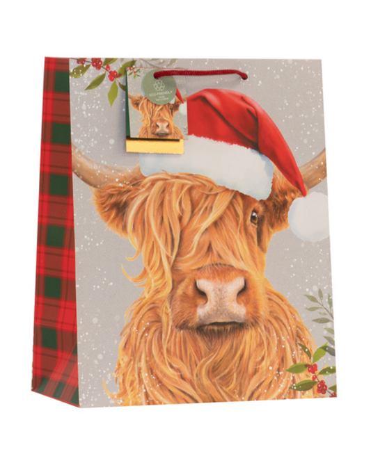 Christmas Highland Cow Gift Bag