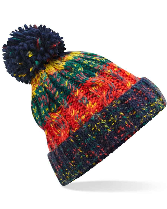 Crackling Campfire Beechfield Corkscrew Pom Pom Beanie