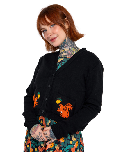 Squirrel Acorn Adventure Cropped Cardigan