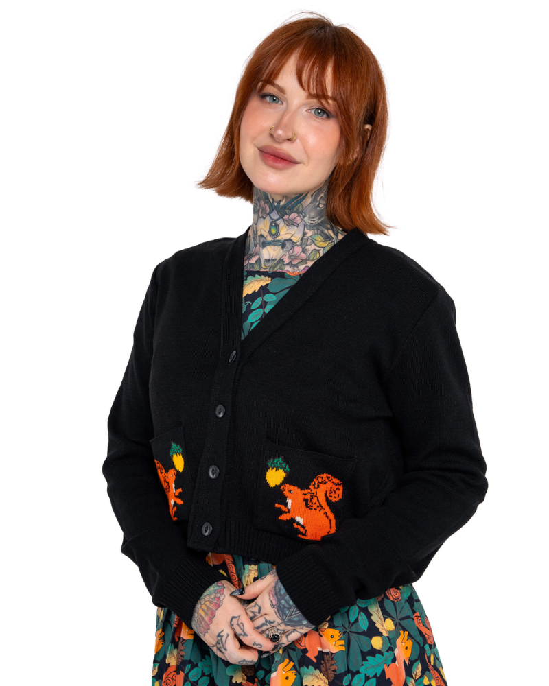 Squirrel Acorn Adventure Cropped Cardigan
