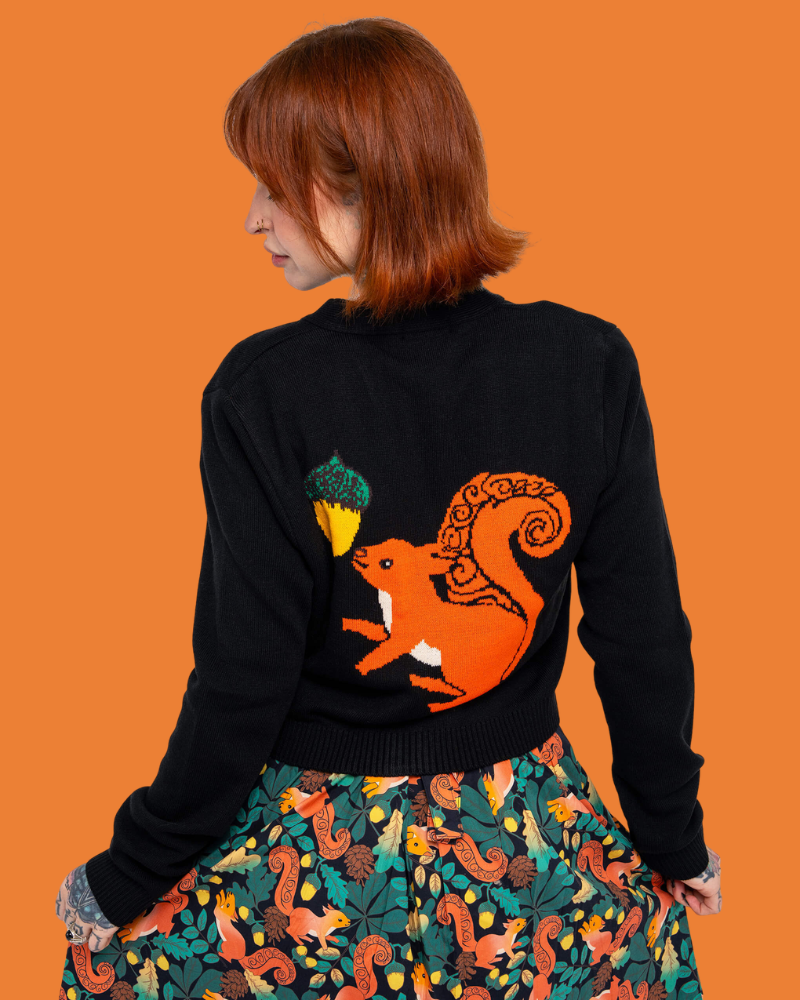 Squirrel Acorn Adventure Cropped Cardigan
