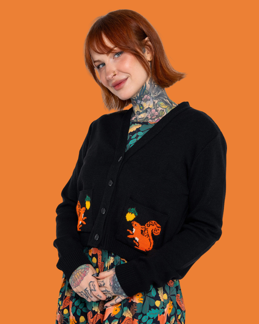 Squirrel Acorn Adventure Cropped Cardigan