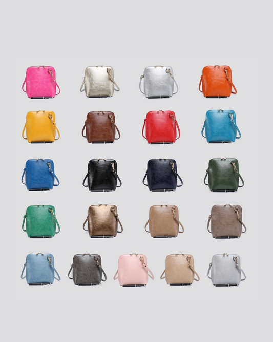 Zip Around Vegan Leather Crossbody Bag Assorted Colours