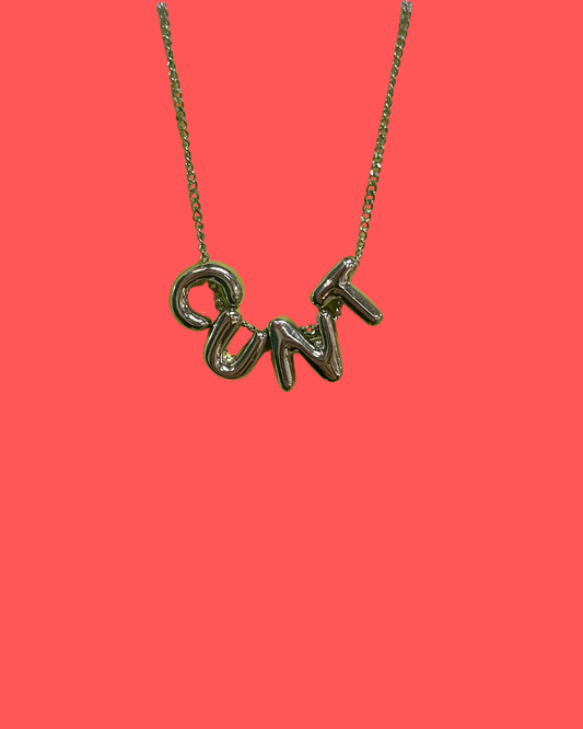 Cunt Silver Bubble Writing Necklace