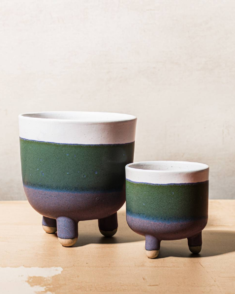 Small Marlowe Leggy Planter in Green Blue
