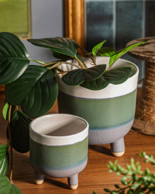 Small Marlowe Leggy Planter in Green Blue