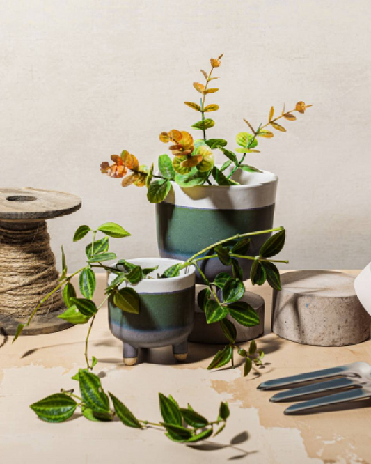 Large Marlowe Leggy Planter in Green Blue