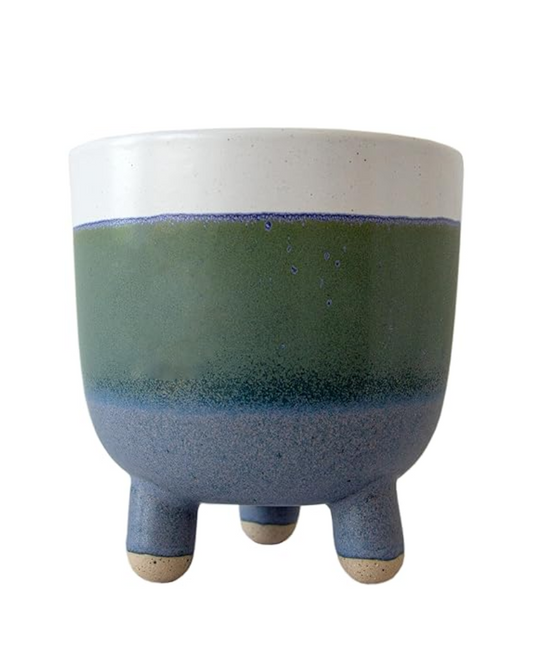 Large Marlowe Leggy Planter in Green Blue