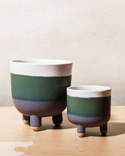 Large Marlowe Leggy Planter in Green Blue
