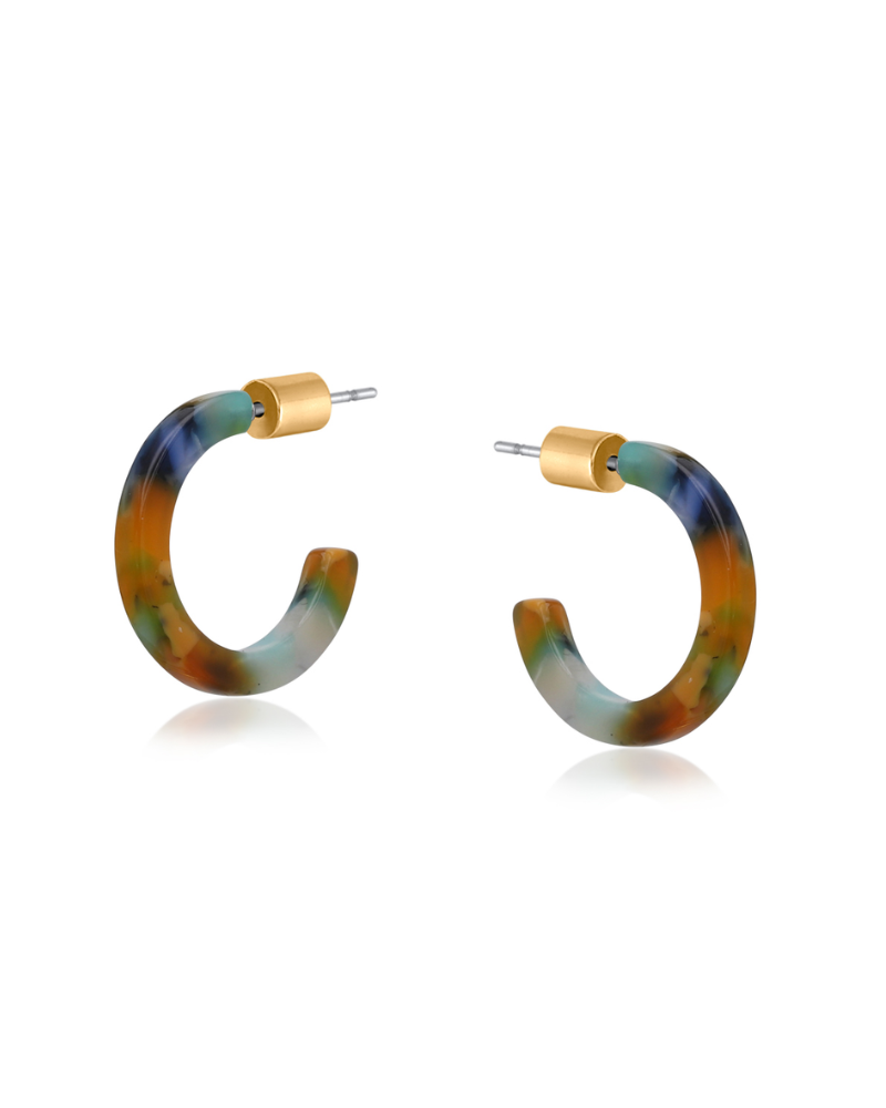Clara Orange Petite Resin Hoop Earrings