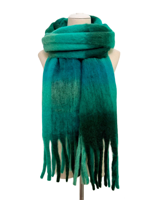Cosy Forest Check Chunky Tassel Scarf