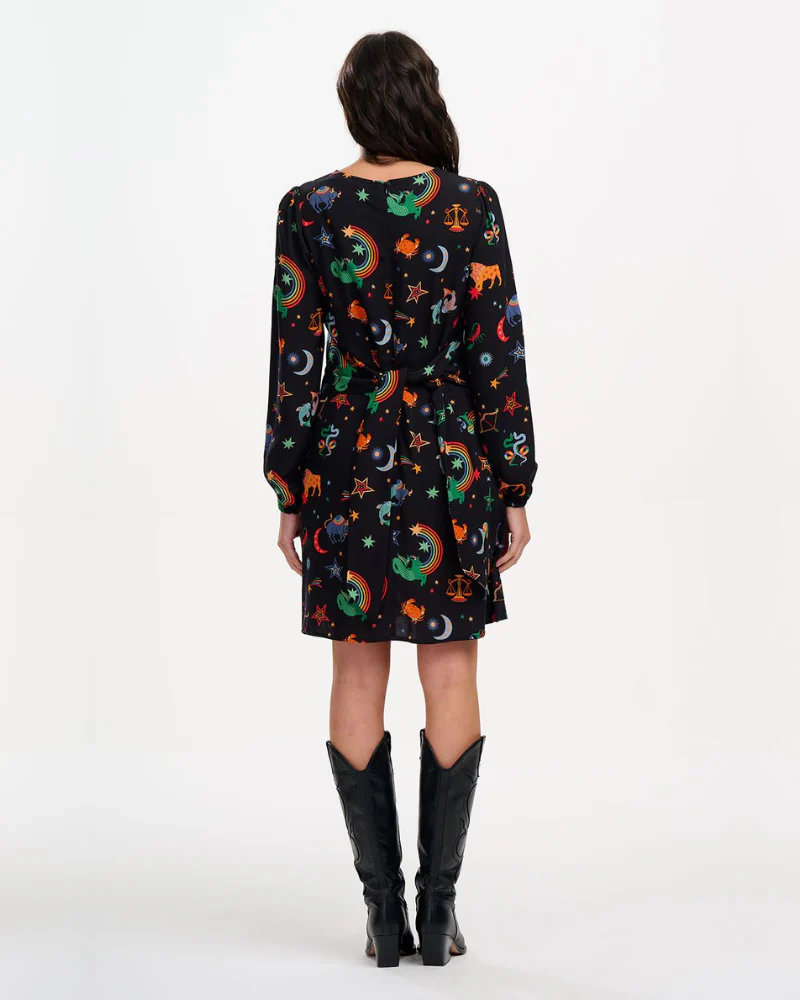 Oksana Zodiac Rainbow Skies Midi Dress By Sugarhill Brighton