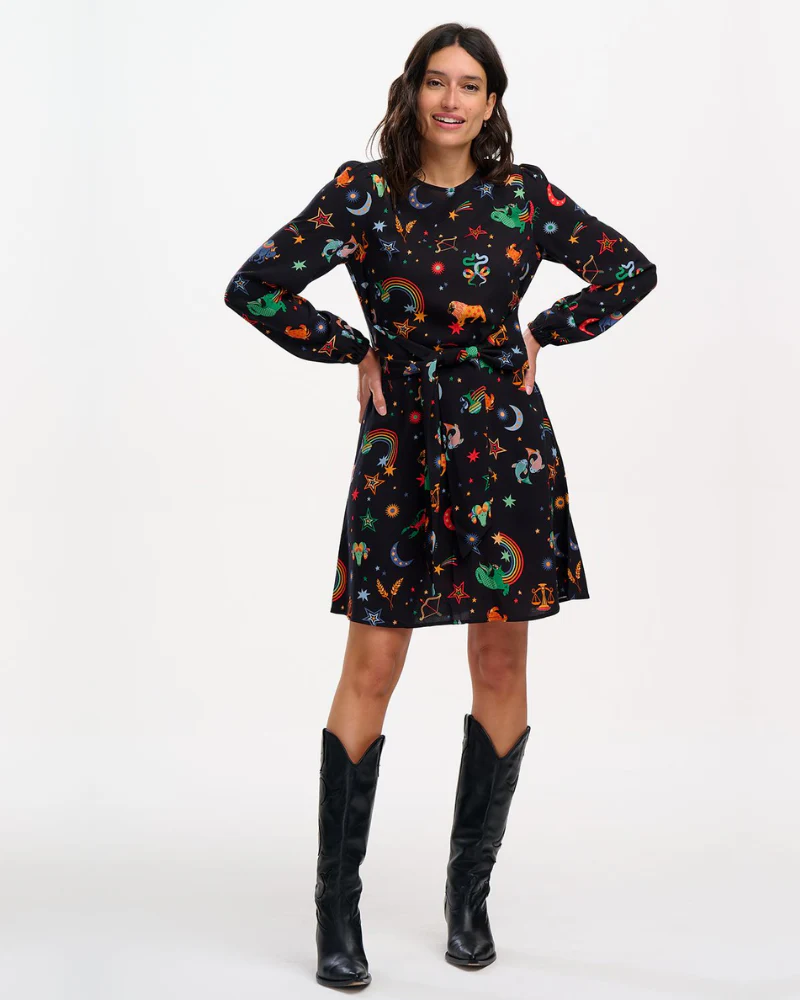 Oksana Zodiac Rainbow Skies Midi Dress By Sugarhill Brighton