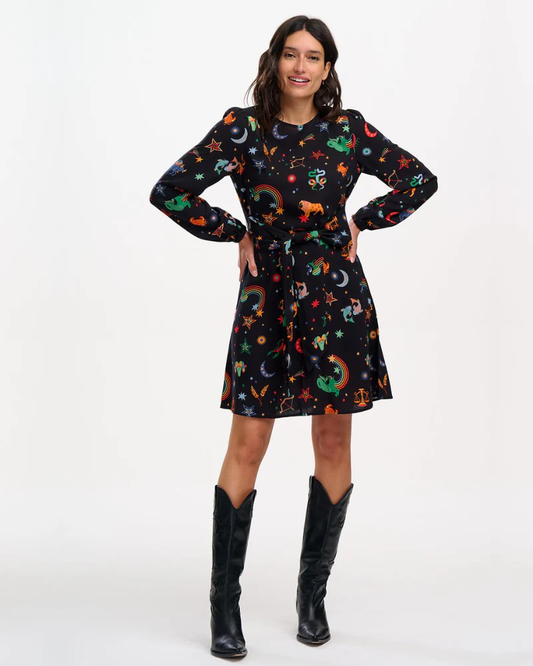 Oksana Zodiac Rainbow Skies Midi Dress By Sugarhill Brighton