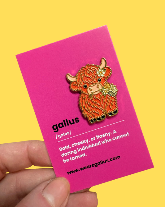 Daisy Highland Cow Enamel Pin Badge