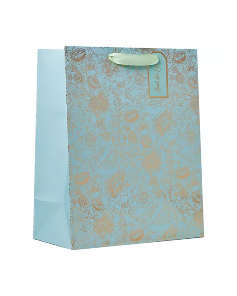 Blooms Turquoise Gold Foiled Gift Bag