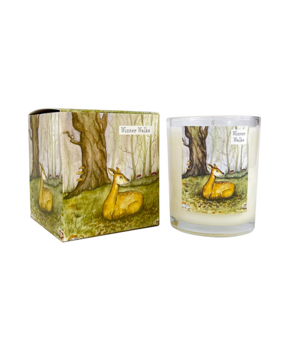 Deer Winter Walks Scented Illustrated Candle Wildlife Collection