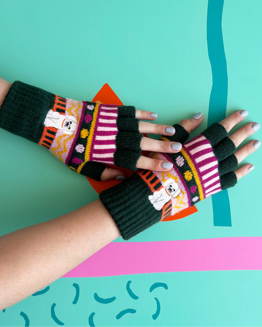 Dog House Fair Isle Fingerless Gloves