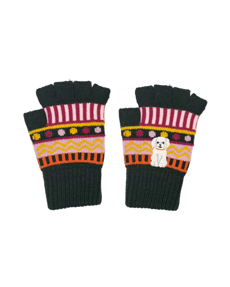 Dog House Fair Isle Fingerless Gloves