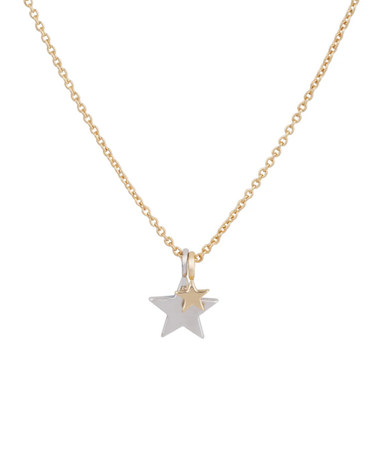 Double Stars Necklace Gold On Silver