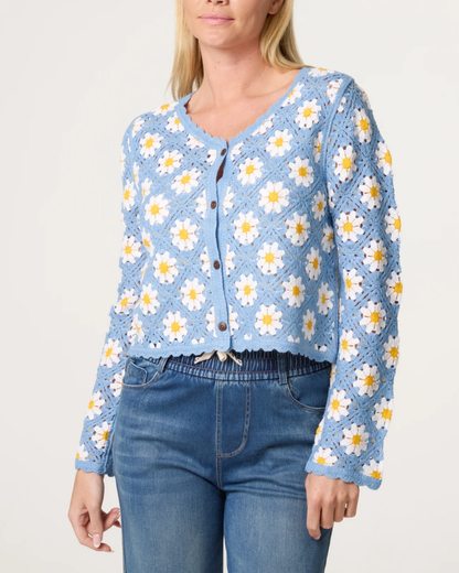 Crochet Daisy Scallop Cardigan